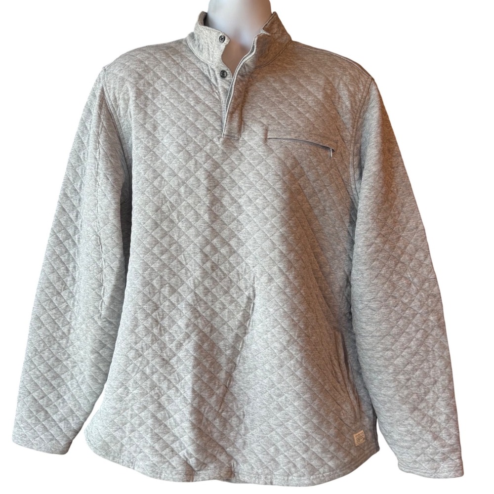 Travis Mathew Quilted Snap Pullover Gray‎ Large Casual Layering Top Read